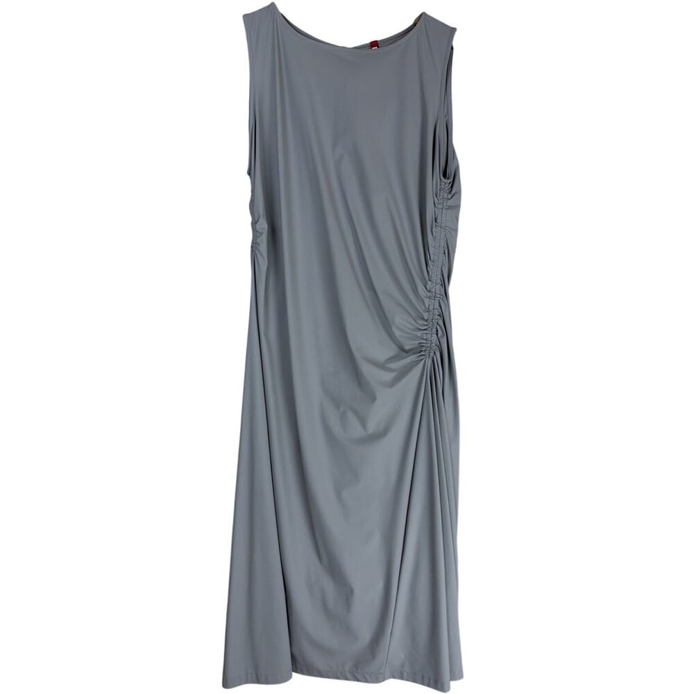 NWT IC Collection Gray Ruched Sleeveless Exposed Zip Maxi Dress Size Large